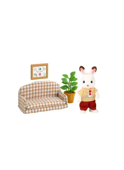 5013 Sylvanian Families, Çikolata Kulaklı Tavşan Baba ve Kanepesi , +3 yaş