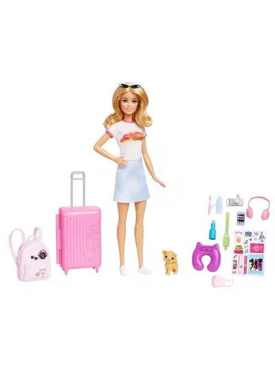 HJY18 Barbie Seyahatte Bebeği ve Aksesuarları