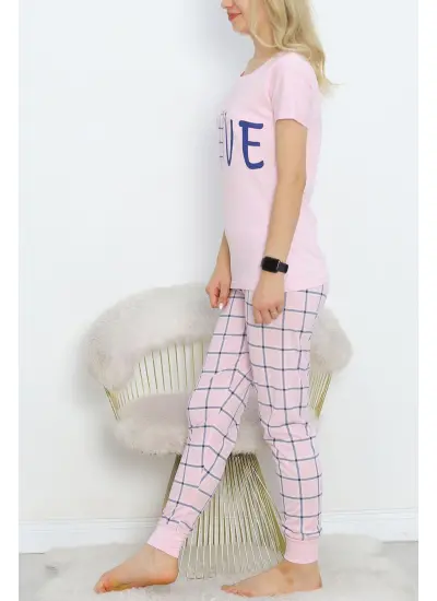 Desenli Pijama Takımı Tozpembe