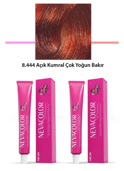 2 li Set Premium 8.444 Açık Kumral Çok Yoğun Bakır - Kalıcı Krem Saç Boyası 2 X 50 g Tüp