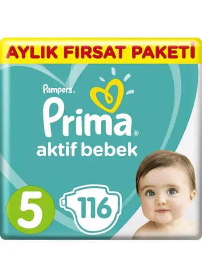 Nessiworld Prima Bebek Bezi Aktif Bebek 5 Beden Aylık Fırsat Paketi 116 Adet