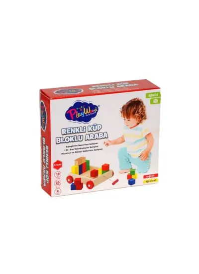 PlayWood Ahşap Renkli Küp Bloklu Araba 312