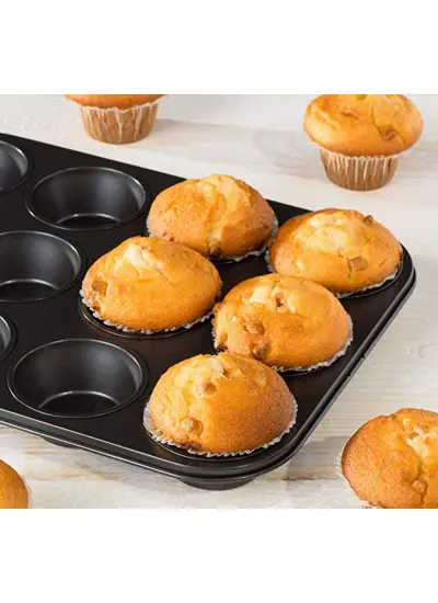 12 Bölmeli Metal Yapışmaz Muffin Kek Kalıbı