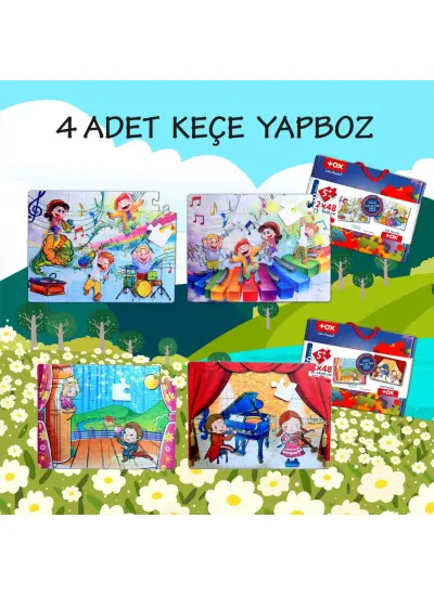 4 Set - 96 Parça  Müzik ve Sahne 5+ Keçe Yapboz - 5 Yaş Puzzle