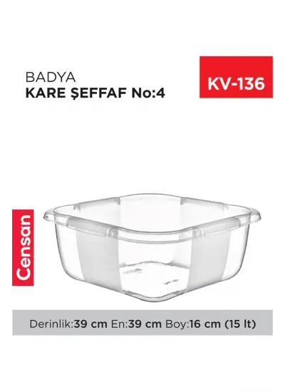 Kare Şeffaf Badya 1 Adet 4 No E167