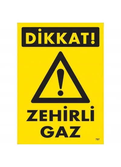 Dikkat Zehirli Gaz Uyarı Levhası 25x35 KOD:797