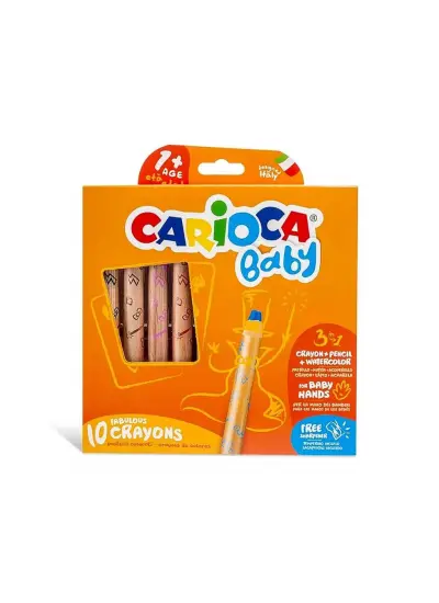 NessiWorld Carioca Baby "3 in 1" Jumbo Ahşap Gövdeli Boya Kalemi 10'lu