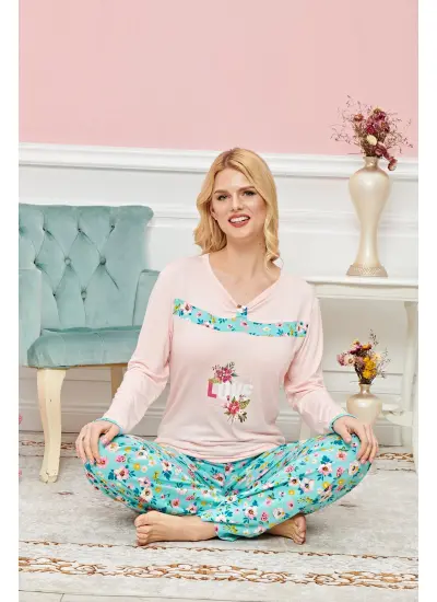 Bayan Uzun Kollu Pijama Takımı Model no 7593