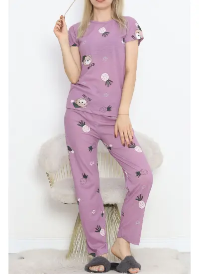 Desenli Pijama Takımı Koyulila