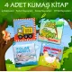 4 Kitap  İngilizce İş Makinaları, Çiftlik, Orman ve Kutup Hayvanları Kumaş Sessiz Kitap