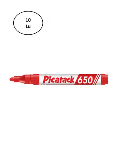 Picatack 650 Permanent Marker 1,5-3mm Yuv.Uç Kırmızı 10lu