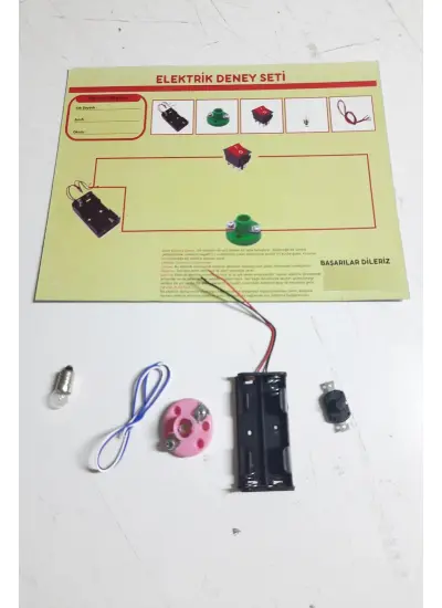 Okul Deney Seti - Elektrik Seti Ampul - Pil Yatağı - Duy -Düğme Seti