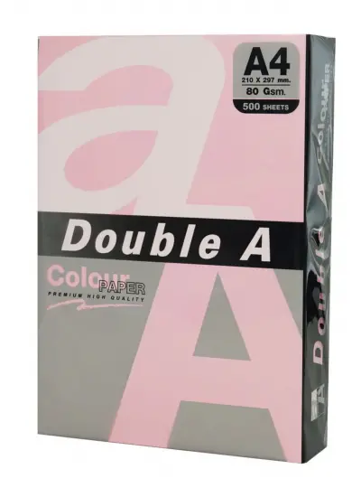 Double A Renkli Fotokobi Kağıdı 500 LÜ A4 80 GR Pastel Pembe (1 Top 500 Yaprak)