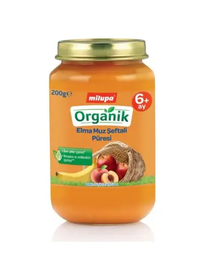 Nessiworld Milupa Organik Elma Muz Şeftali Püresi Kavanoz Maması 200 Gr