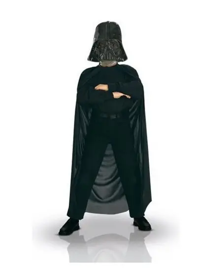 Çocuk Boy Yıldız Savaşları Star Wars Darth Vadet Maskesi ve 90 cm Pelerin Seti Siyah