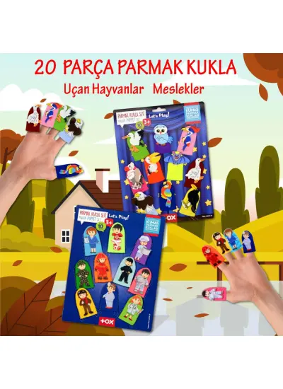 2 Set - 20 Parça  Meslekler ve Uçan Hayvanlar Parmak Kukla