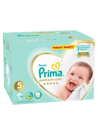 Nessiworld Prima Premium Care Bebek Bezi Fırsat Paketi 5 Beden 74 Adet