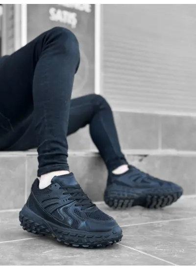 Tarz Sneakers Ithal Siyah Fileli Rahat Taban Spor Ayakkabısı