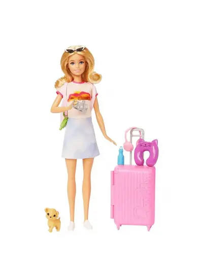 HJY18 Barbie Seyahatte Bebeği ve Aksesuarları