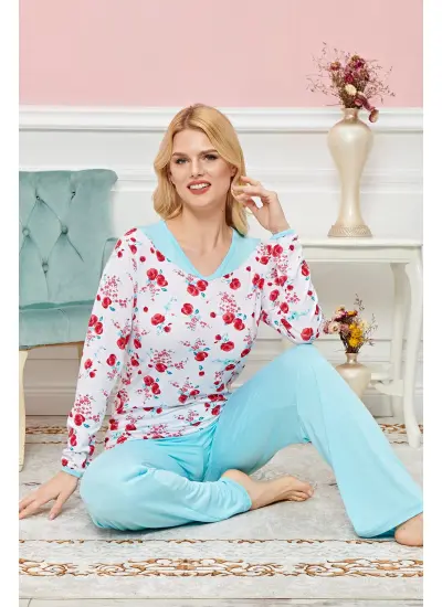 Bayan Uzun Kollu Pijama Takımı Model no 7579