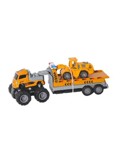 Nessiworld KLX600-369 Sürtmeli Die Cast 4x4 İnşaat Aracı Taşıyan Tır -Vardem