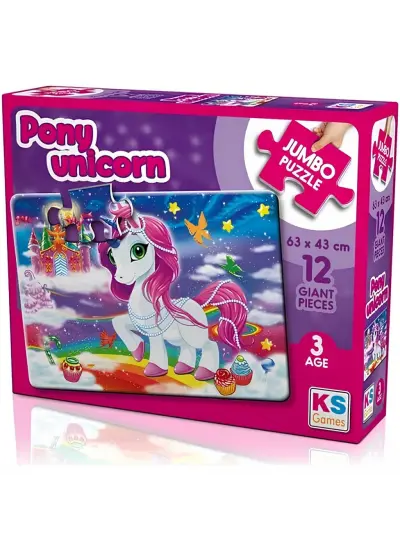 NessiWorld KS Games Pony Unicorn 12 Parça Jumbo Boy Puzzle