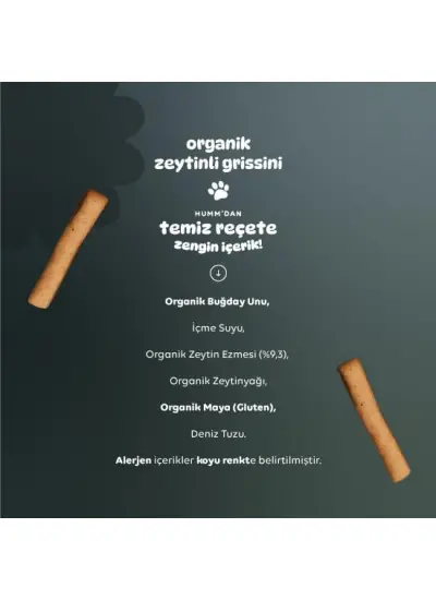 Humm Organik Vegan Zeytinli Grissini 55 Gr