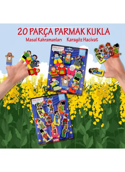 2 Set - 20 Parça  Hacivat , Karagöz ve Masal Kahramanları Parmak Kukla