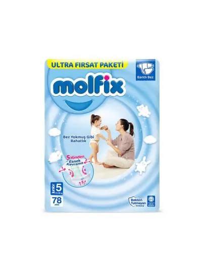 Nessiworld Molfix Bebek Bezi Ultra Fırsat Paketi 5 Beden 11-18 Kg 78 Adet