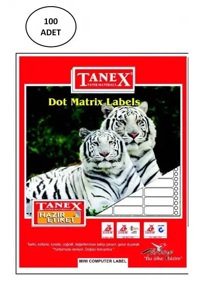 Tanex 17X25 Bilgisayar Etiketi 100 Lü