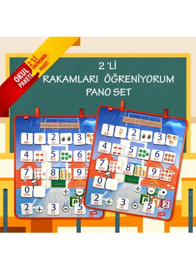 2 Set - 88 Parça  Rakamları Öğreniyorum Keçe Duvar Panoları , Eğitici Oyuncak