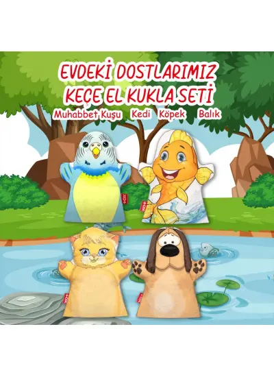 4 Parça  Evdeki Dostlarımız El Kukla Set , Eğitici Oyuncak