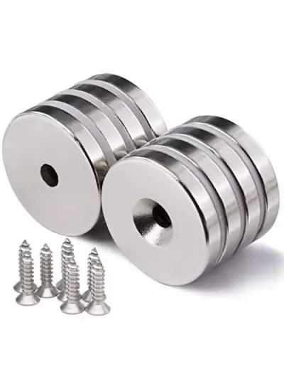 25x10/5x5.5 Mm Havşa Delikli Neodyum Mıknatıs - Güçlü N35 Nikel Kaplama Magnet