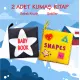 2 Kitap  İngilizce Siyah-Beyaz Bebek ve Şekiller Kumaş Sessiz Kitap