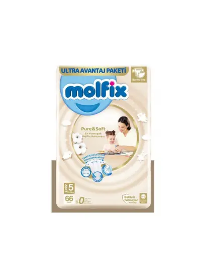 Molfix Pure&Soft Bebek Bezi Ultra Avantaj Paketi 5 Beden 11-18 Kg 66 Adet