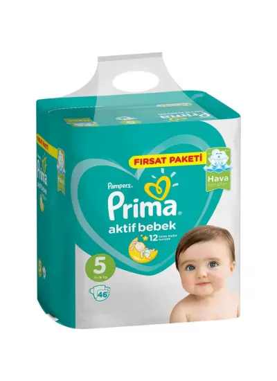 Prima Bebek Bezi Aktif Bebek Fırsat Paket 5 Beden 46 Adet