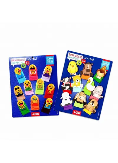 2 Set - 20 Parça  Emojiler ve Evcil Hayvanlar Parmak Kukla