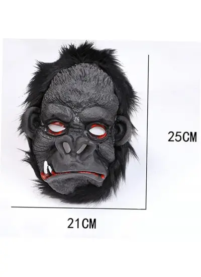 Lateks Goril Maskesi Maymun Maskesi Et Maskesi Orangutan Siyah Saçlı 4 No