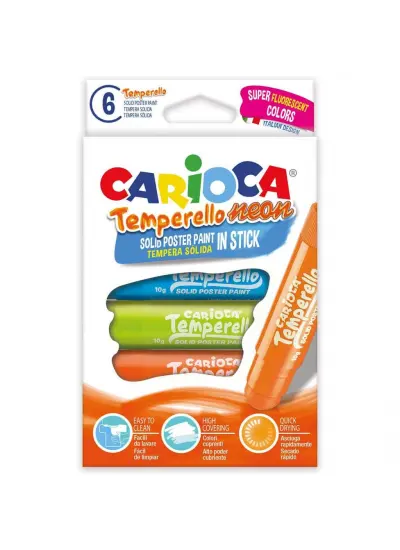 Carioca Temperello Stick Poster Boyama Kalemi Fosforlu 6’lı 42675