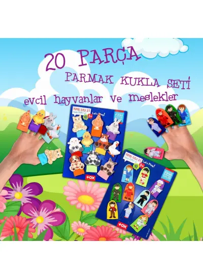 2 Set - 20 Parça  Evcil Hayvanlar ve Meslekler Parmak Kukla