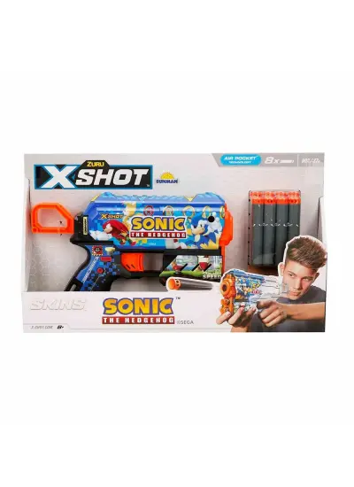 X-Shot Skins Flux Sonic The Hedgehog 8 Mermili Sünger Dart Atan Silah 21 cm