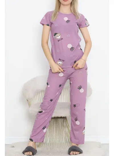 Desenli Pijama Takımı Koyulila