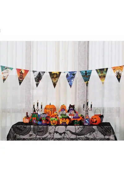 Cadılar Bayramı Halloween Flama Bayrak Banner Süs 8 li 3 Metre