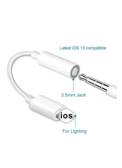 İphone Uyumlu Kablolu Kulaklık Çevirici Adaptör Lightning To Headphone Jack Dönüştürücü