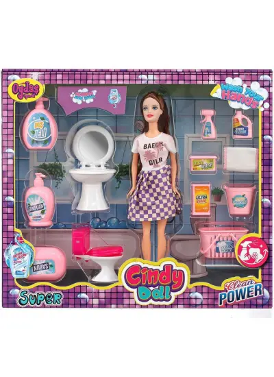 Nessiworld Cindy Doll Bebekli Lavabo ve Temizlik Seti 02452