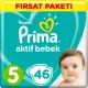 Prima Bebek Bezi Aktif Bebek Fırsat Paket 5 Beden 46 Adet