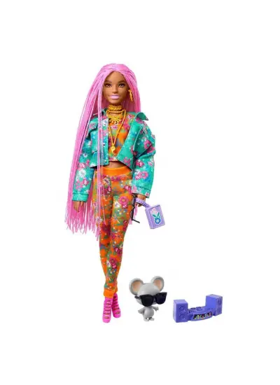 Nessiworld Barbie Extra Pembe Örgü Saçlı Bebek GXF09