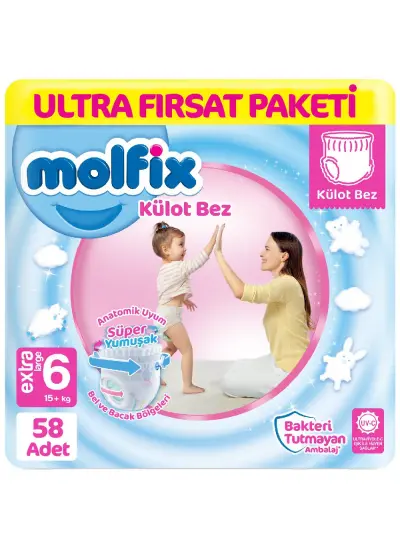 Nessiworld Molfix Külot Bez Ultra Fırsat Paketi 6 Beden 15+ Kg 58 Adet