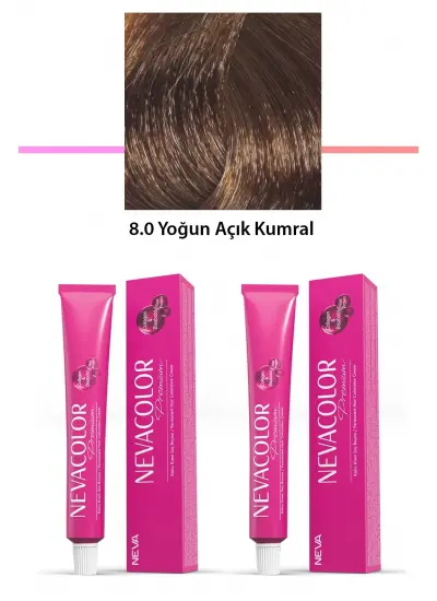 2 li Set Premium 8.0 Yoğun Açık Kumral - Kalıcı Krem Saç Boyası 2 X 50 g Tüp