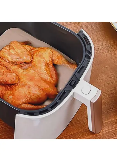 100 LÜ Deliksiz Düz Kare Air Fryer Pişirme Kağıdı Tek Kullanımlık Hava -Yağ Geçirmez Yapışmaz Kağıt